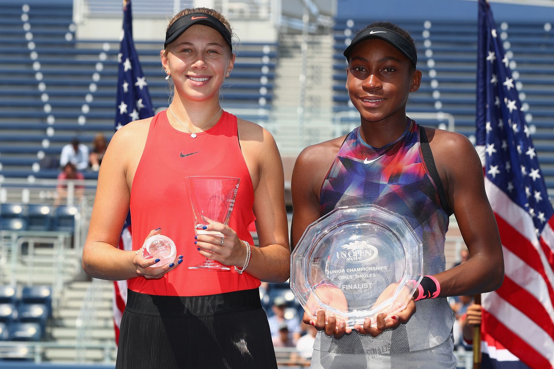 Amanda Anisimova and Coco Gauff at the 2017 US Open Juniors - Source: Getty